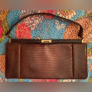 Vintage 1950s Escort Lizard Brown Purse